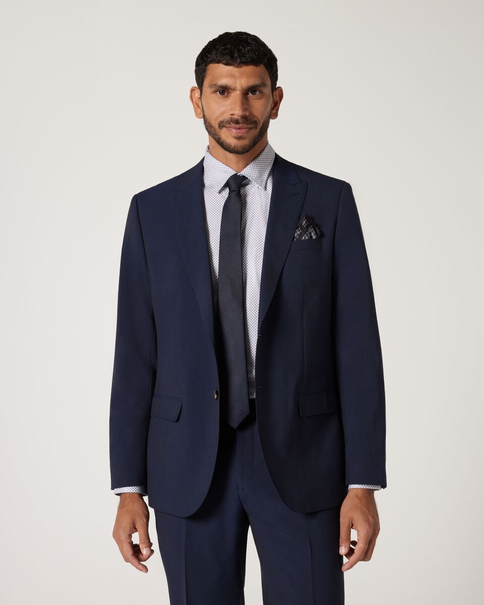 Wool Blend Regular Stretch Premium Tailored Jacket, Navy, hi-res